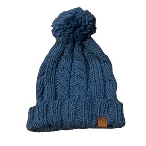 Cuffed Cable Knit Pom Pom Beanie
